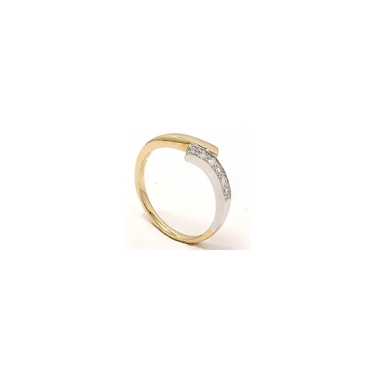 abstrakt diamant ring i 14  karat guld- och vitguld 0,15 ct