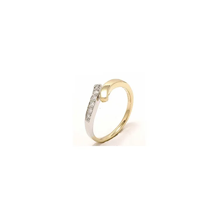 abstrakt diamant ring i 14  karat guld- och vitguld 0,15 ct