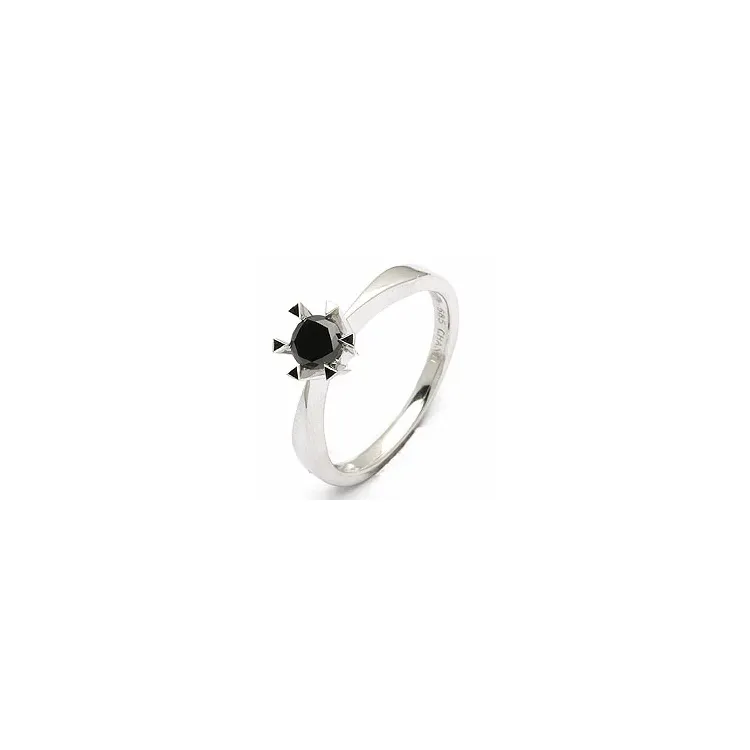 0,30 ct sort diamant solitärring i 14  karat vitguld 0,32 ct