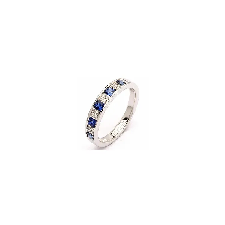 blå safir diamantring i 14  karat vitguld 0,08 ct 0,66 ct