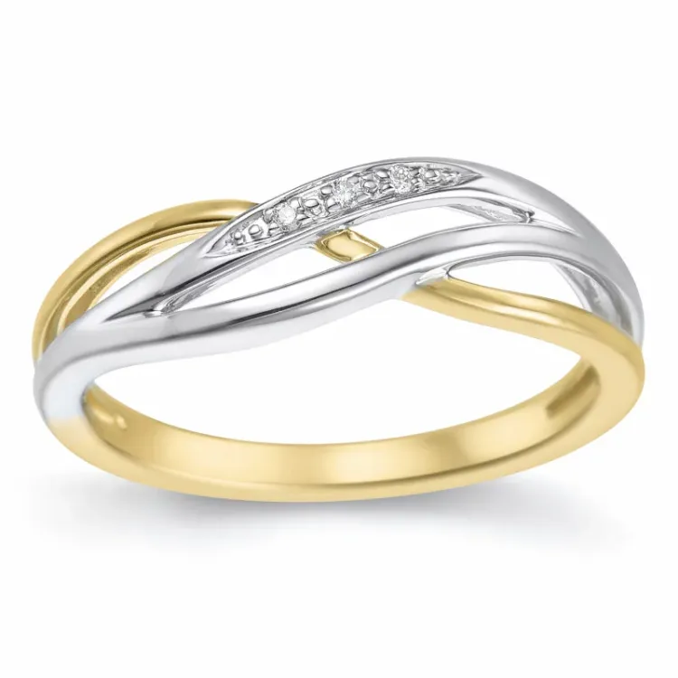 Diamantring i 14  karat guld- och vitguld 0,015 ct