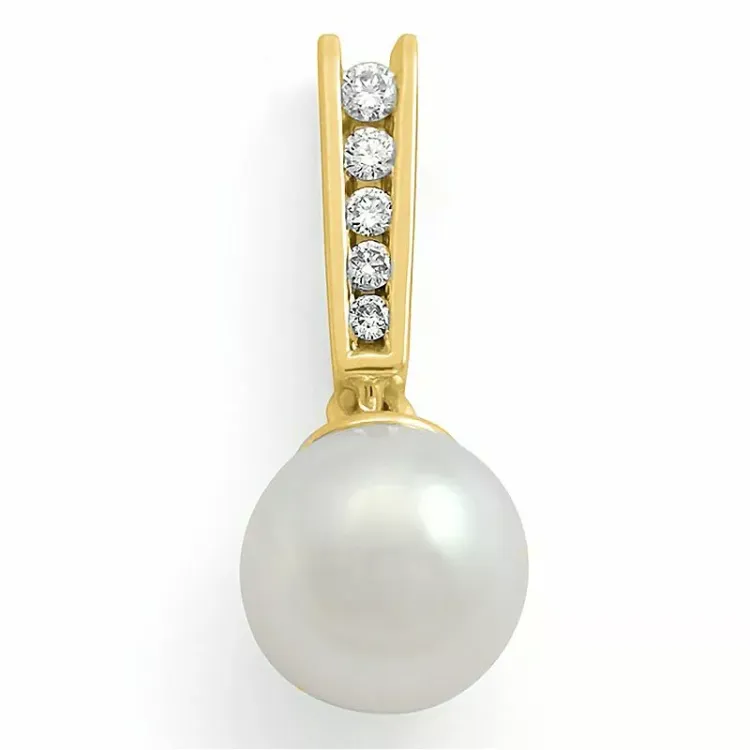 Pärla hängen i 14 carat guld 0,06 ct