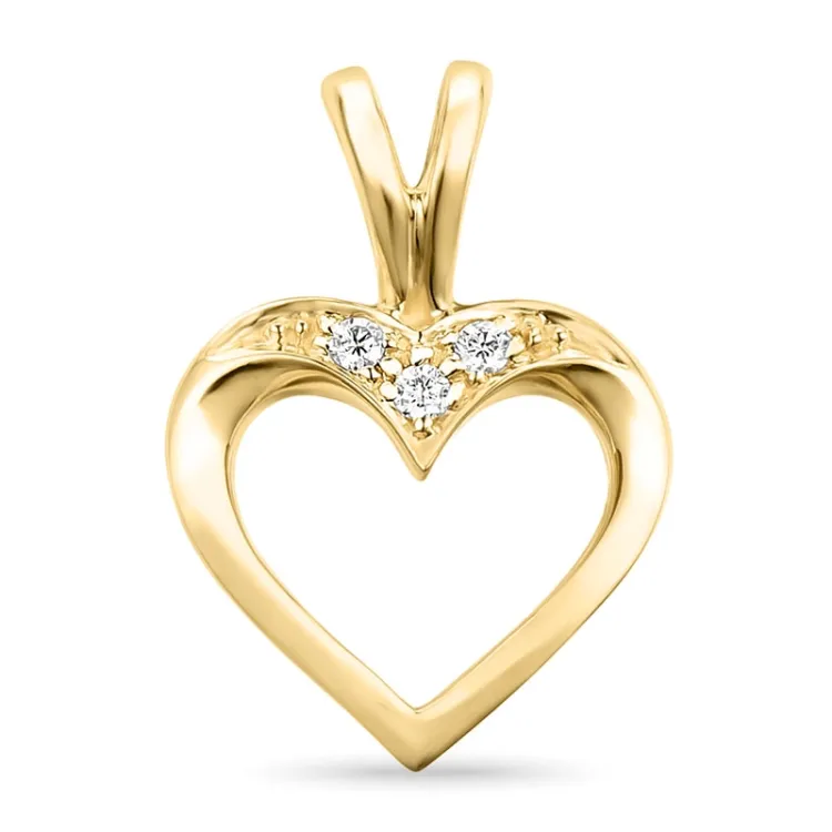 hjärta diamant hängen i 14  carat guld 0,02 ct