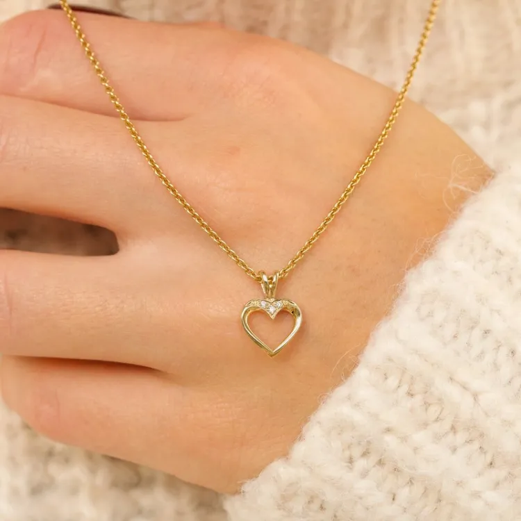 hjärta diamant hängen i 14  carat guld 0,02 ct