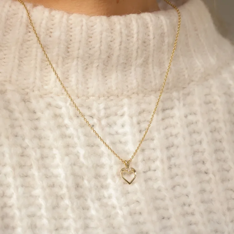 hjärta diamant hängen i 14  carat guld 0,02 ct