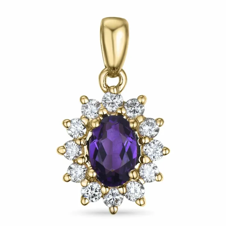 ametist rosettberlock i 14 carat guld 0,26 ct 0,45 ct