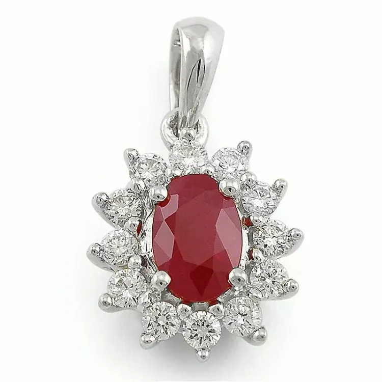 rubin rosettberlock i 14 carat vitguld 0,26 ct 0,63 ct