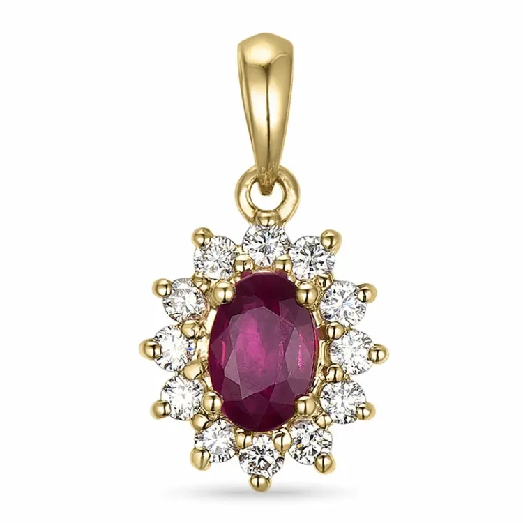 rubin rosettberlock i 14  carat guld 0,26 ct 0,63 ct