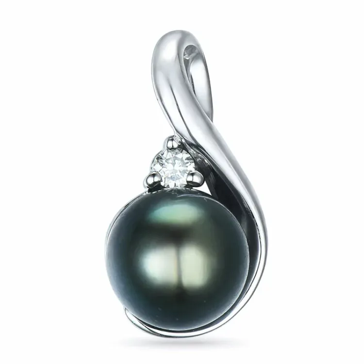pärla hängen i 14 carat vitguld 0,04 ct