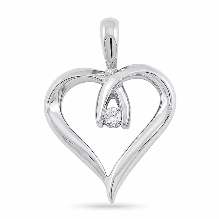 hjärta diamant hängen i 14 carat vitguld 0,04 ct