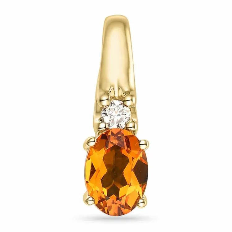 citrin hängen i 14  carat guld 0,05 ct 0,80 ct