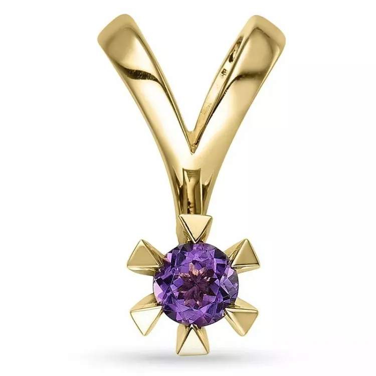 lila ametist hängen i 14 carat guld 0,25 ct