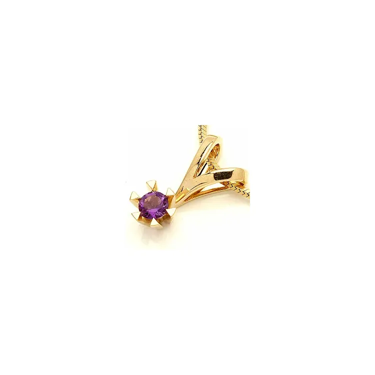 lila ametist hängen i 14 carat guld 0,25 ct