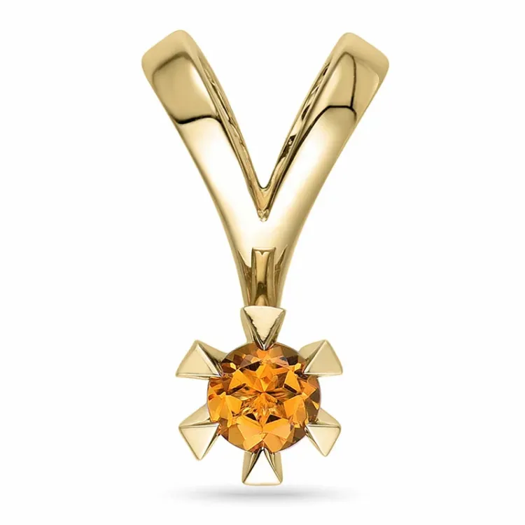 orange citrin solitärberlock i 14  carat guld 0,25 ct