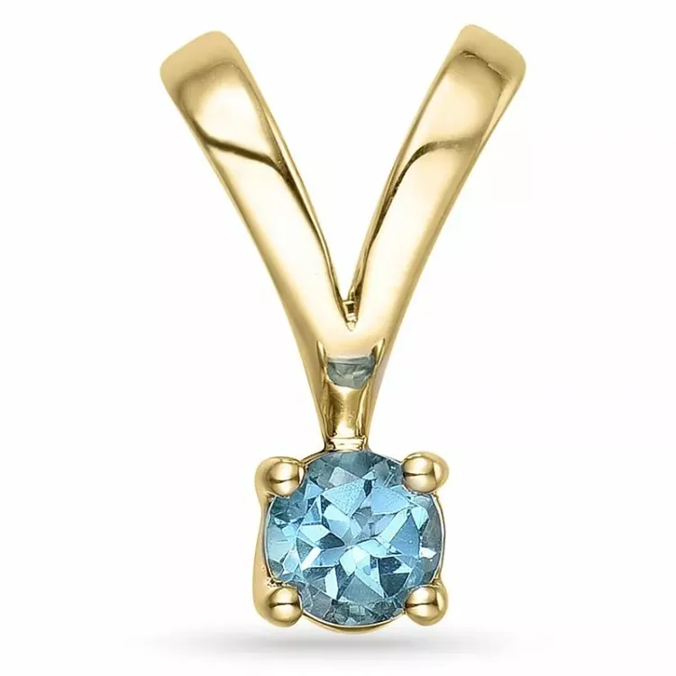 blå topas hängen i 14 carat guld 0,30 ct