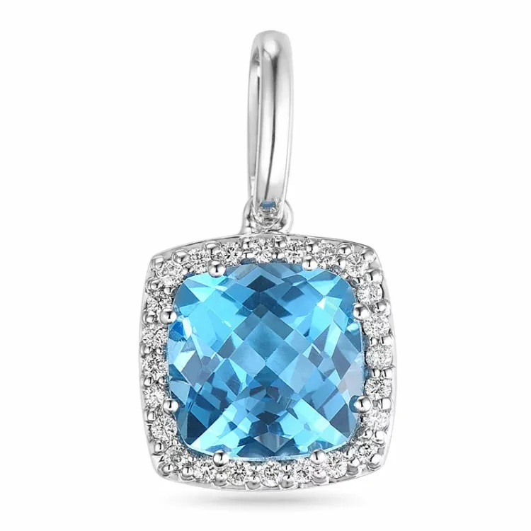 topas hängen i 14  carat vitguld 0,12 ct 2,70 ct