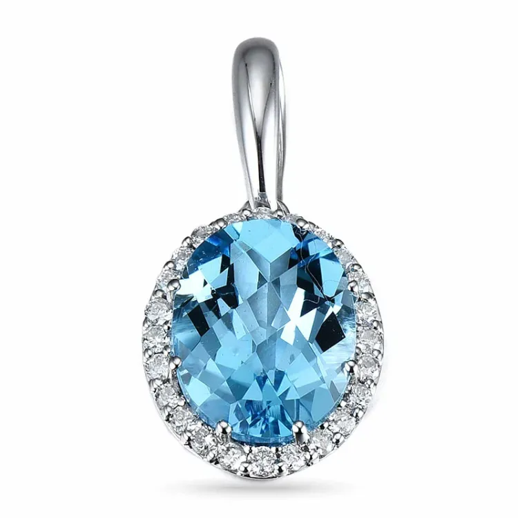 topas hängen i 14 carat vitguld 0,12 ct 3,0 ct