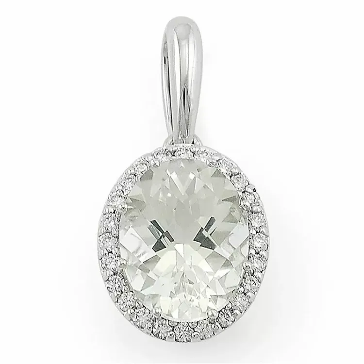 ovalt kvarts diamantberlocker i 14  carat vitguld 0,12 ct 2,0 ct