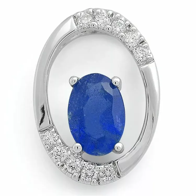 ovalt safir hängen i 14  carat vitguld 0,06 ct 0,65 ct