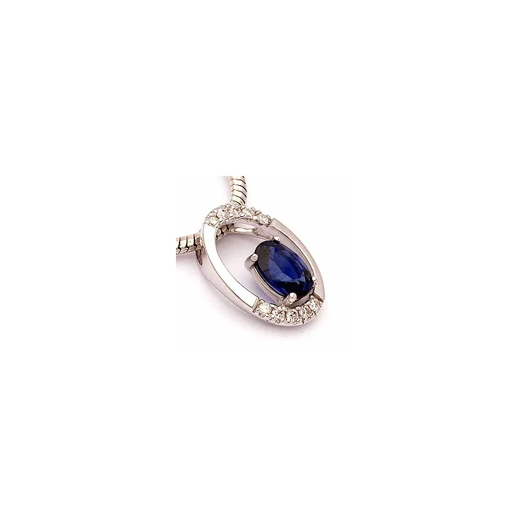ovalt safir hängen i 14  carat vitguld 0,06 ct 0,65 ct