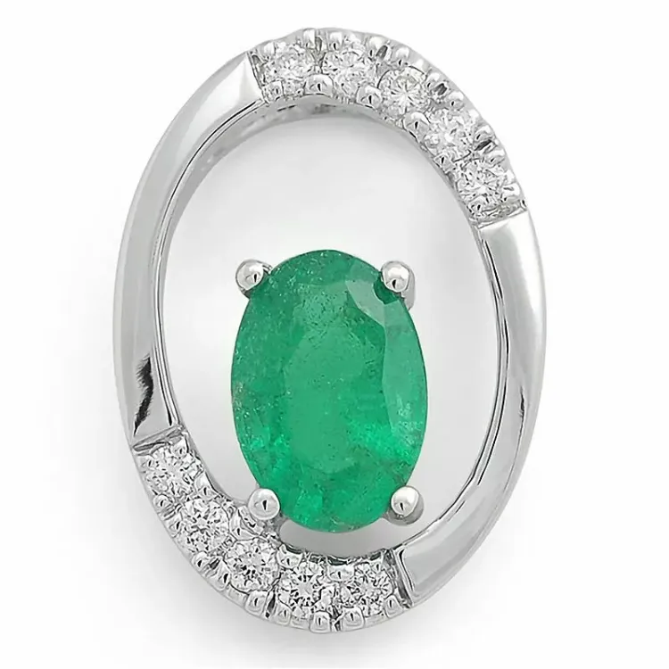 Smaragd hängen i 14  carat vitguld 0,06 ct 0,48 ct