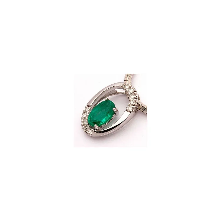 Smaragd hängen i 14  carat vitguld 0,06 ct 0,48 ct