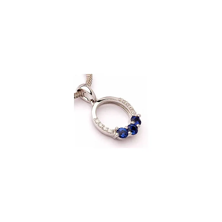 safir hängen i 14  carat vitguld 0,05 ct