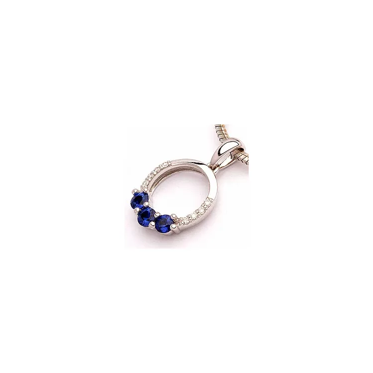 safir hängen i 14  carat vitguld 0,05 ct