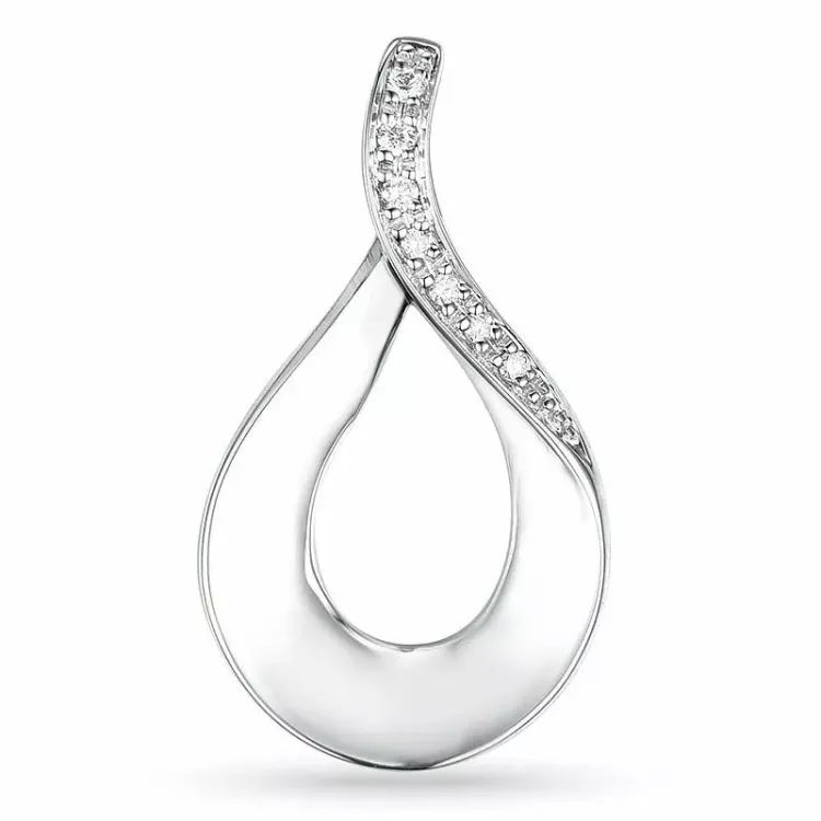 elegant diamant hängen i 14 carat vitguld 0,04 ct