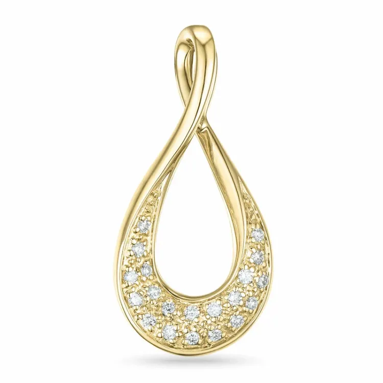 Droppformad diamantberlocker i 14  carat guld 0,13 ct