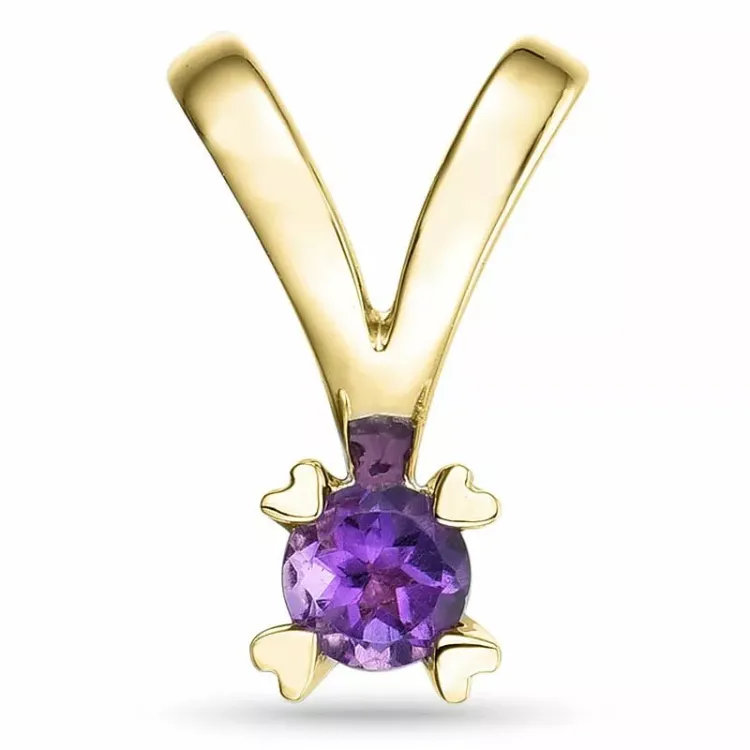 hjärta lila ametist hängen i 14  carat guld 0,22 ct