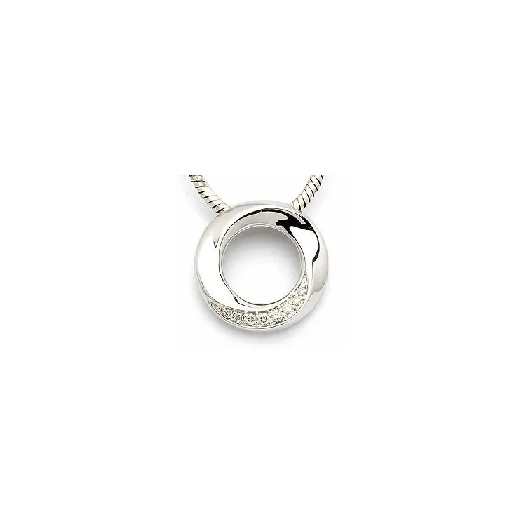 Runt diamantberlocker i 14 carat vitguld 0,06 ct