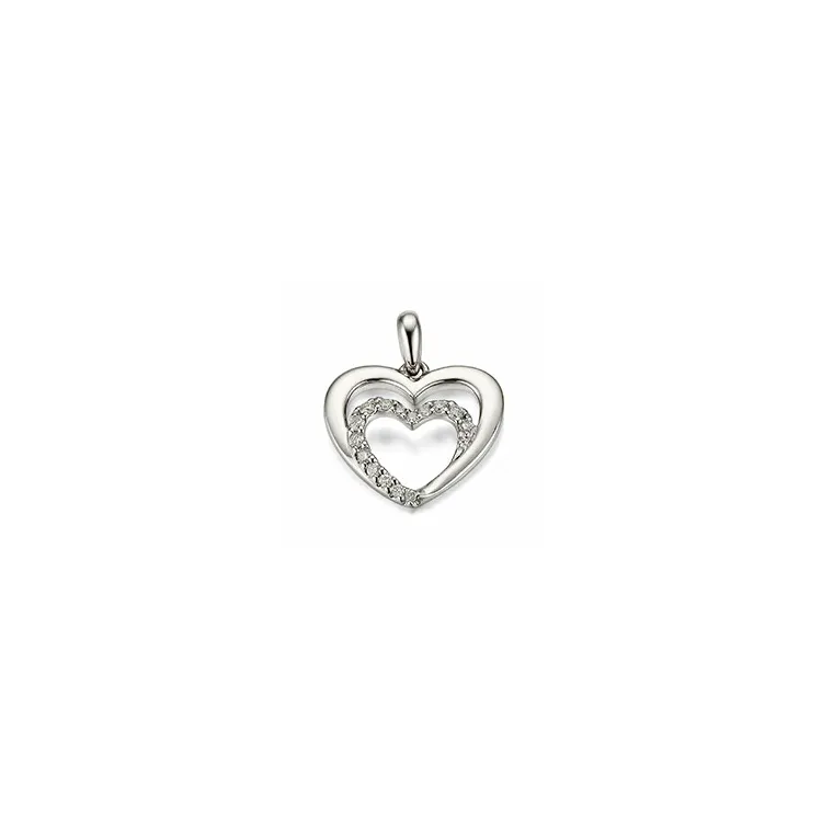 hjärta briljant hängen i 14  carat vitguld 0,12 ct