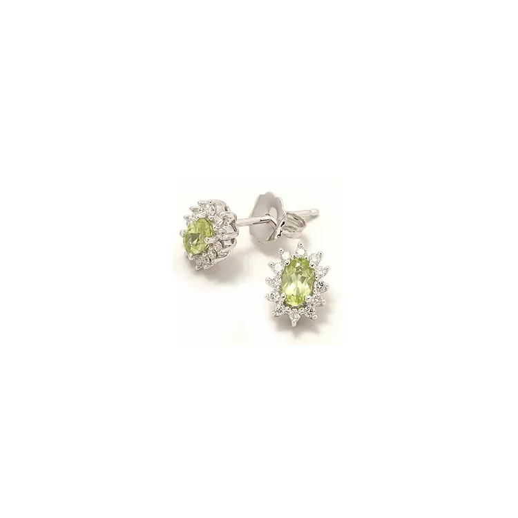 Peridot rosettörhängestift i 14 karat vitguld med diamanter och peridoter