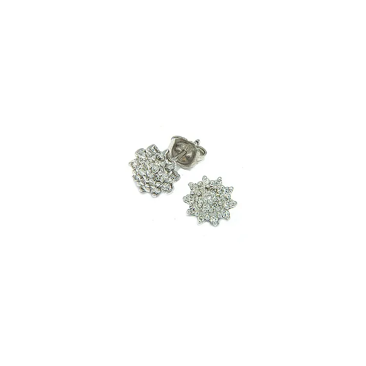 blommor diamantörhängen i 14 karat vitguld med diamant