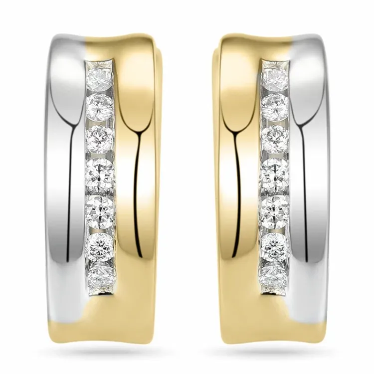 14 mm diamant creol i 14 karat guld med diamant