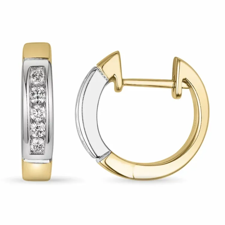 14 mm diamant creol i 14 karat guld och vitguld med diamant