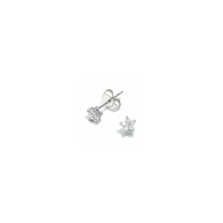 blommor diamant örhängestift i 14 karat vitguld med diamant 