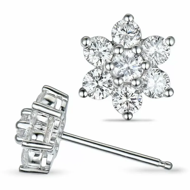 Blommor briljiantöronringar i 14 karat vitguld med diamanter