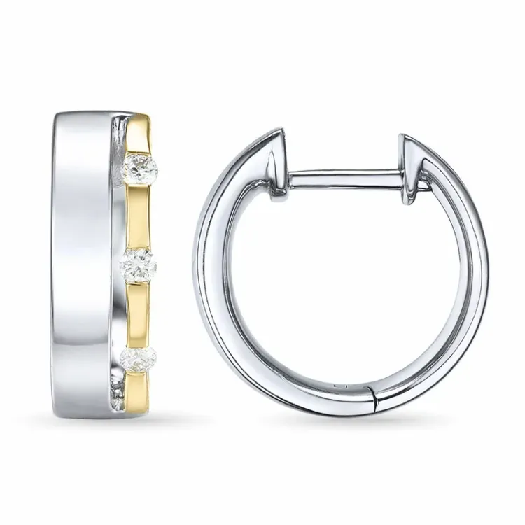 13 mm diamant creol i 14 karat vitguld med diamant