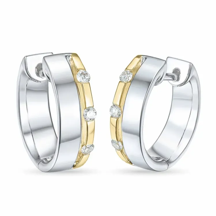 13 mm diamant creol i 14 karat vitguld med diamant