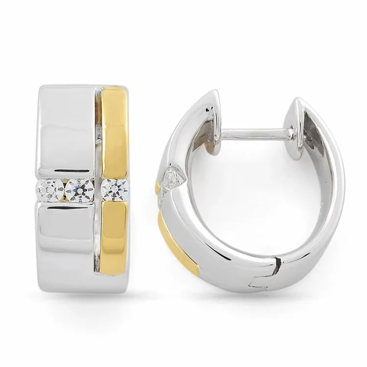 diamant creol i 14 karat guld och vitguld med diamant 