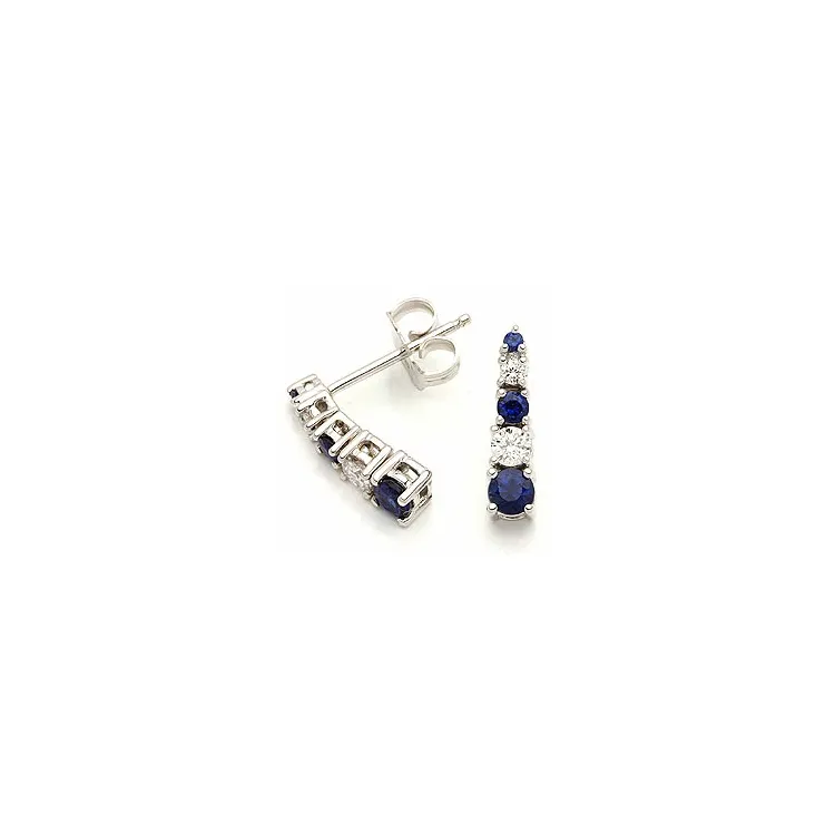 safir örhängen i 14 karat vitguld med diamant och safir 