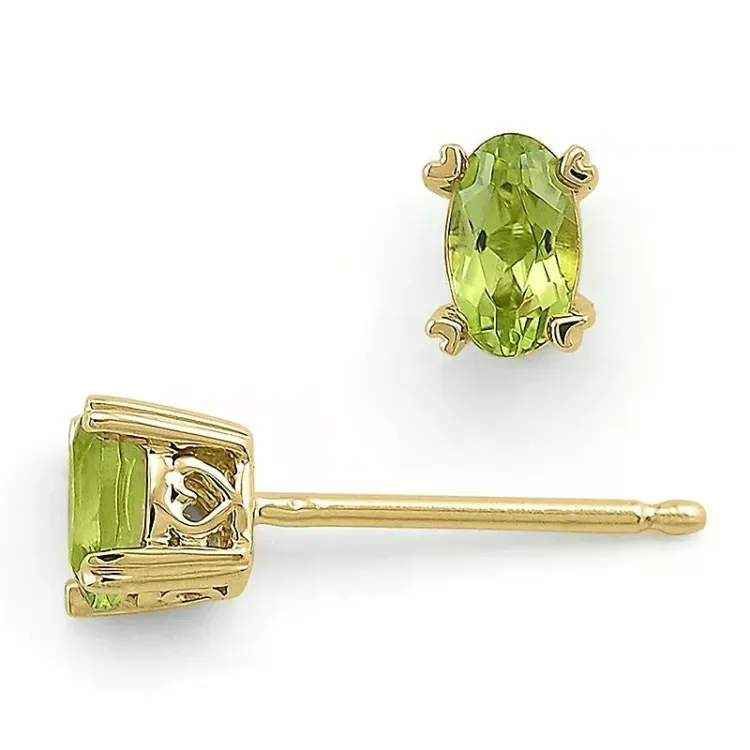 gröna peridot örhängestift i 14 karat guld med peridot