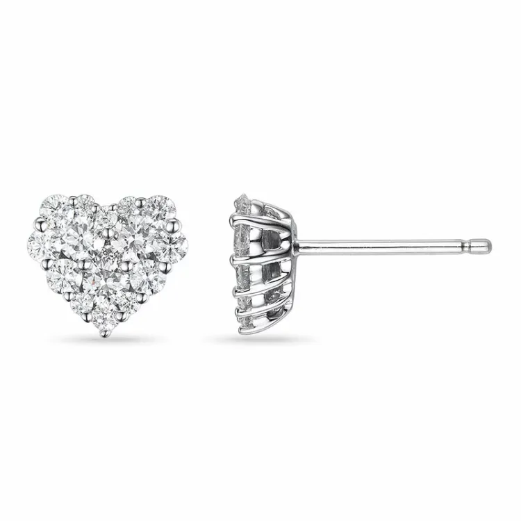 hjärta diamantörhängen i 14 karat vitguld med diamant