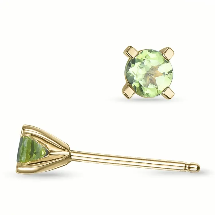 2 x 0,23 ct peridot solitäreörhängestift i 14 karat guld med peridot