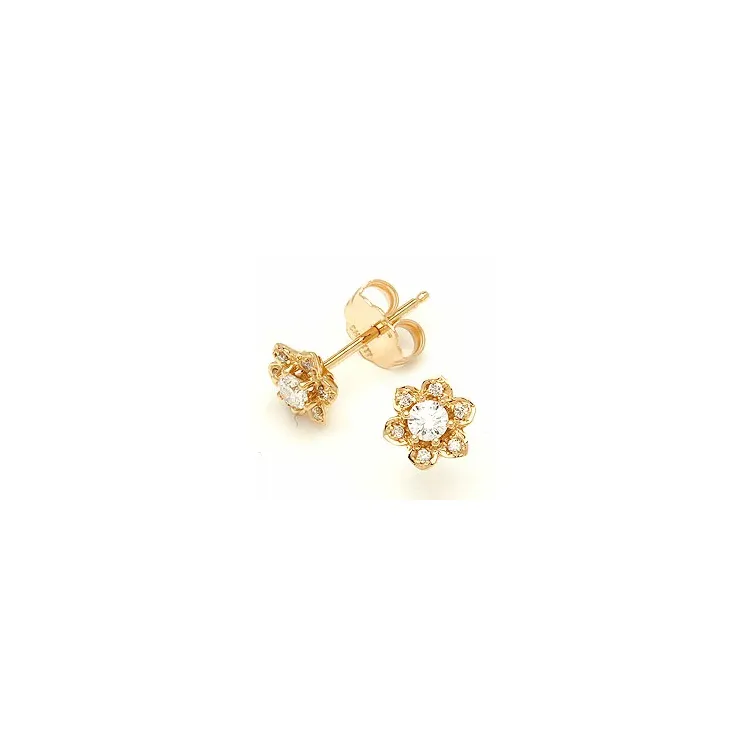 Blommor diamant briljiantöronringar i 14 karat guld med diamanter 