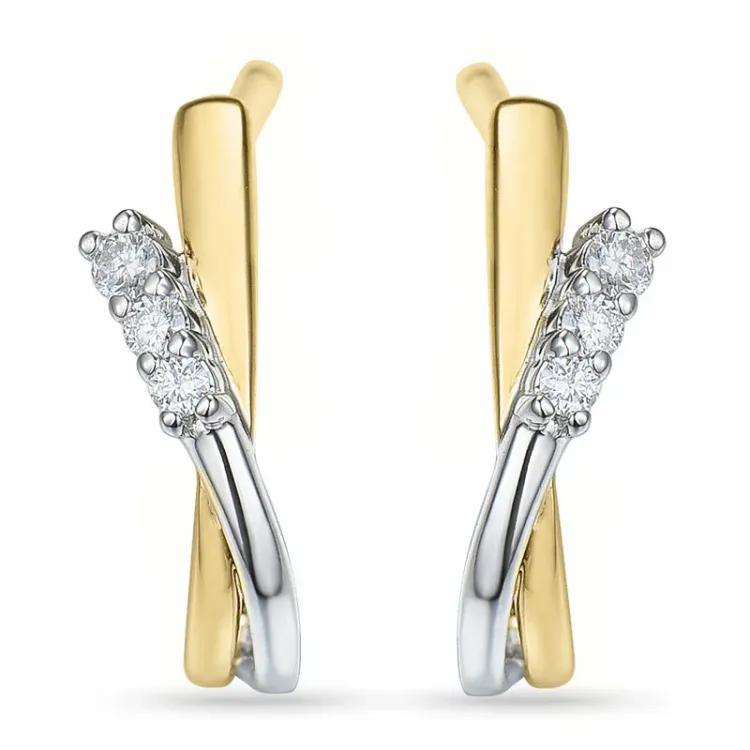 diamant örhängestift i 14 karat guld och vitguld med diamant 