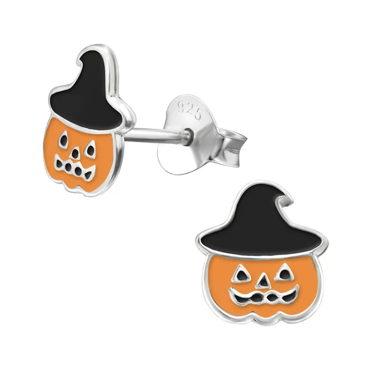 pumpa emalj örhängen i silver - Little Ones