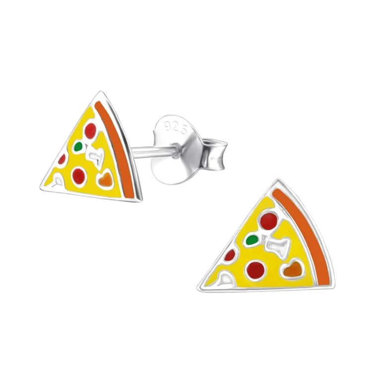 pizza örhängen i silver - Little Ones